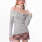 Off Shoulder Collar Knit Tops ZZF0350