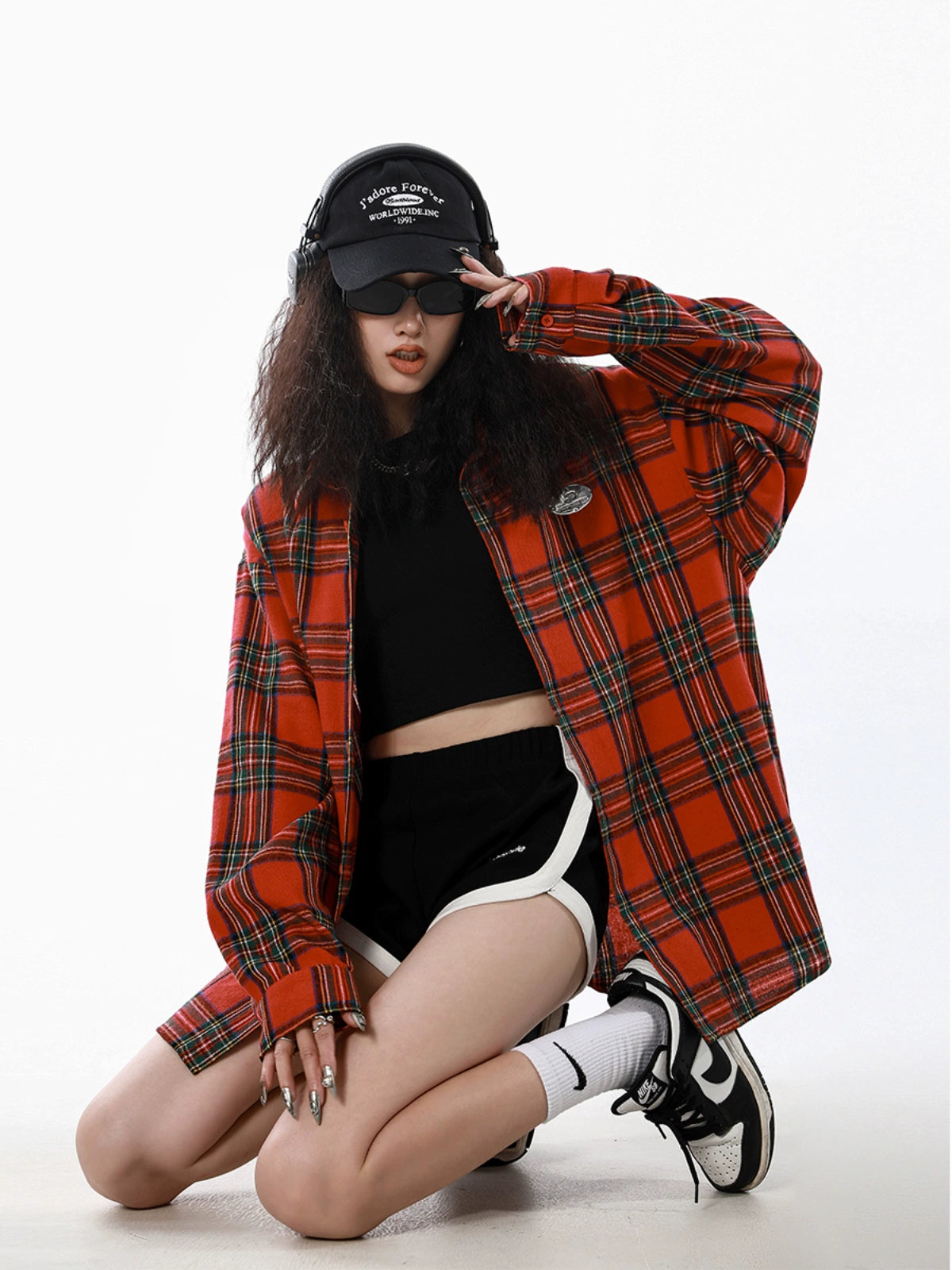 Loose Plaid Long Sleeve Shirt ICM0012