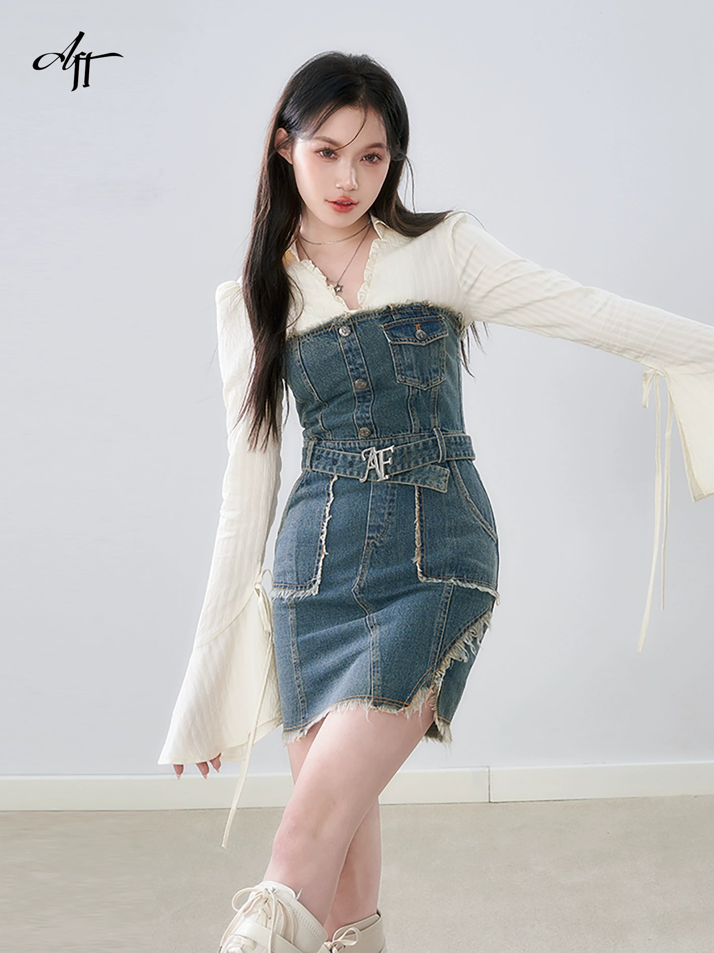 Denim Tube Top Dress AFD0002