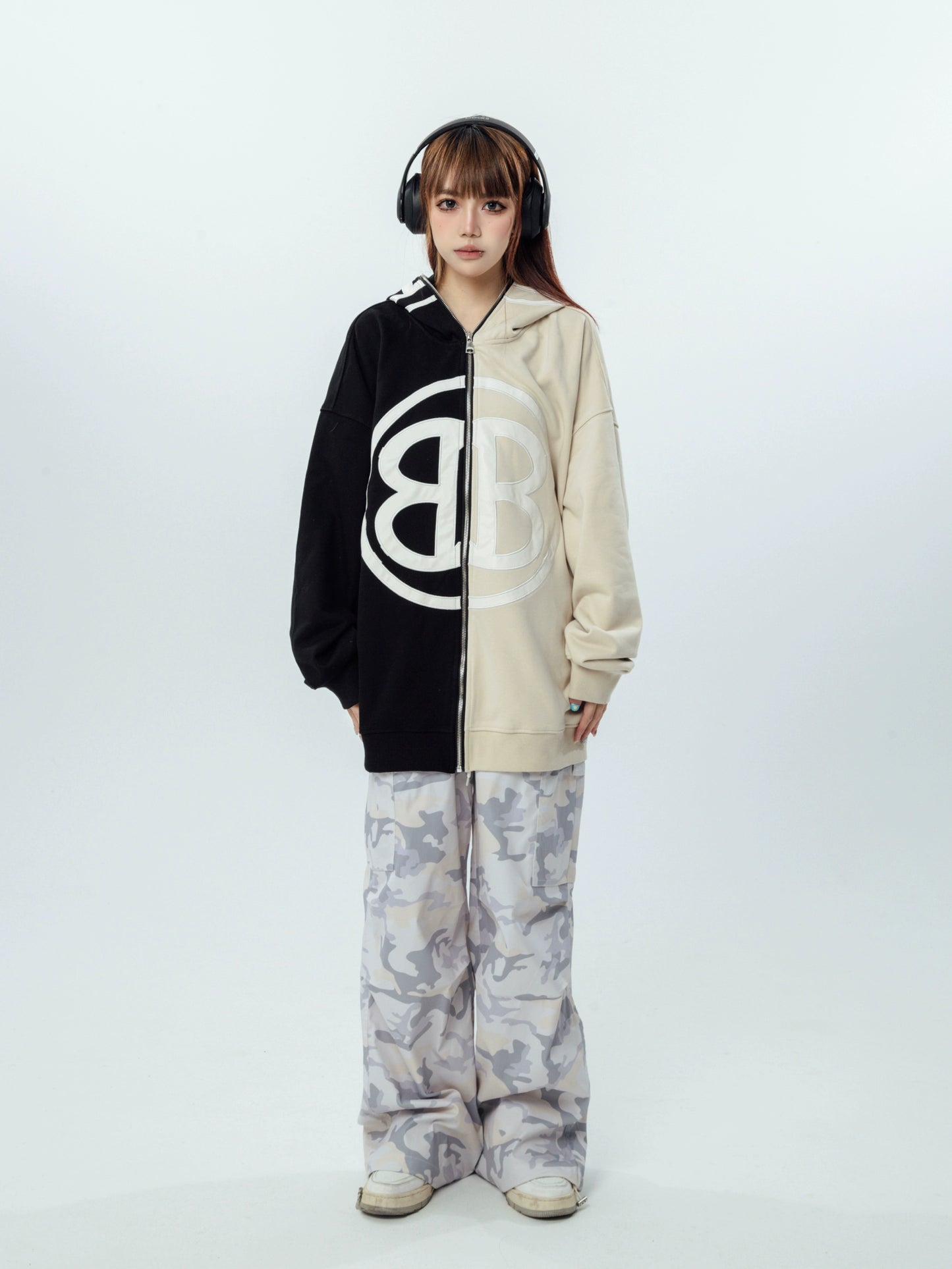 Bicolor Zip Hoodie AXN0011