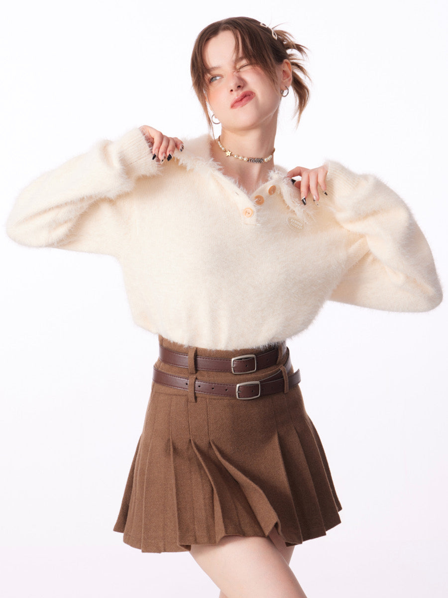 Lazy Tassel Polo Collar Sweater ZZF0032