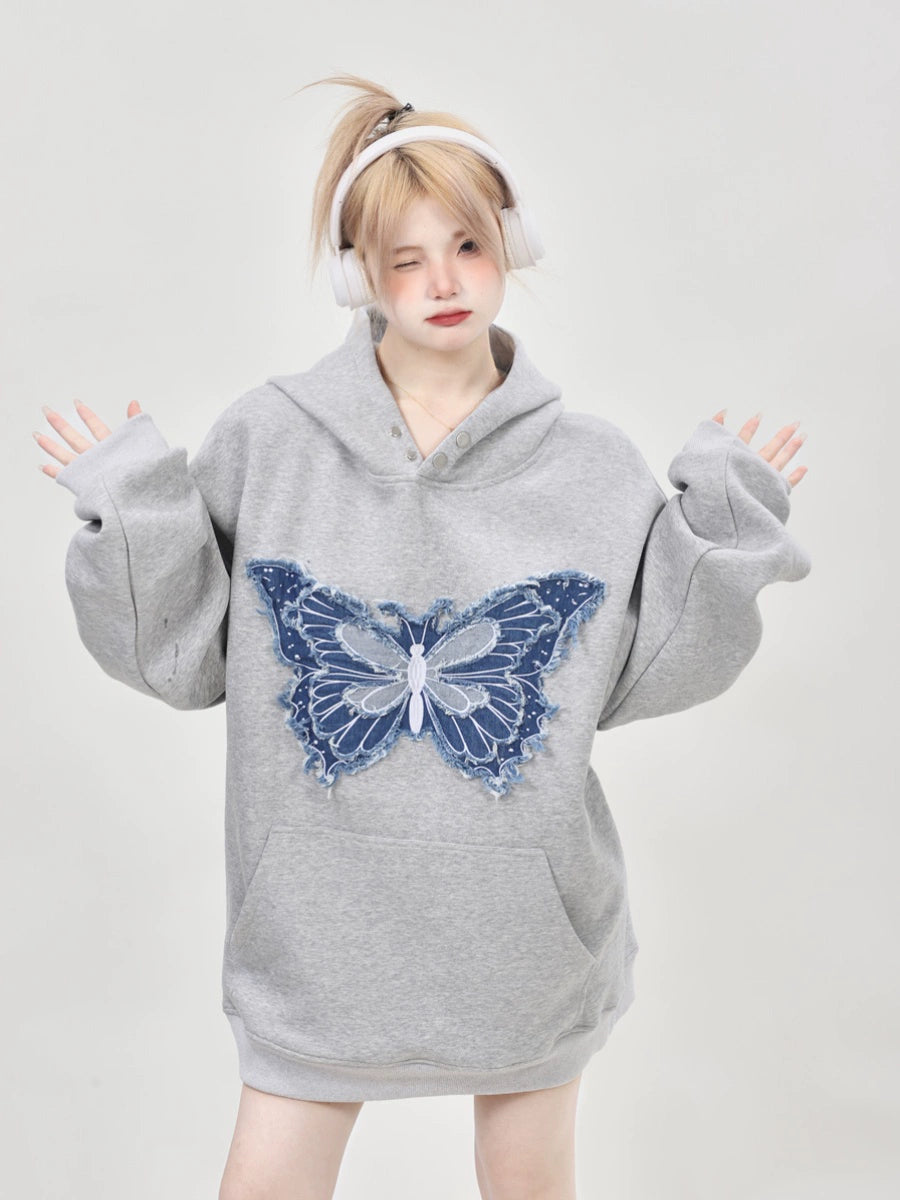 Butterfly Embroidery Loose Hoodie ANS0007