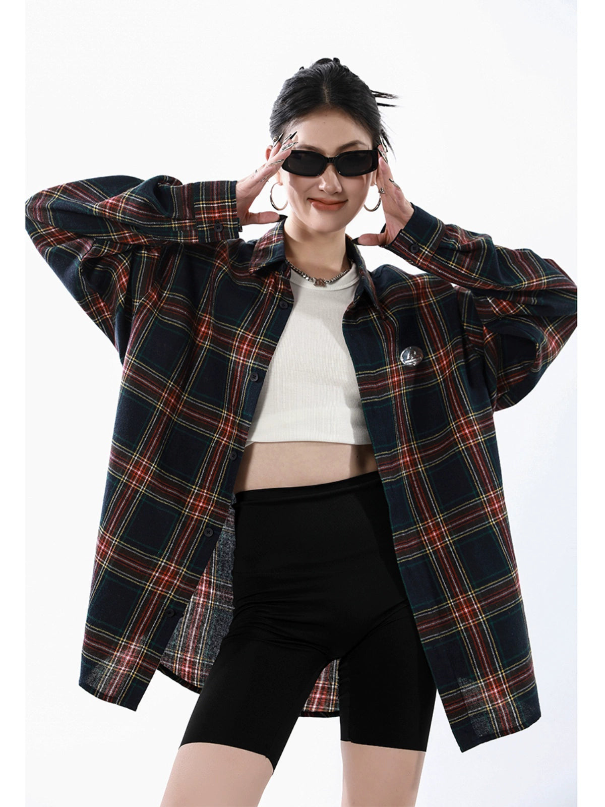 Loose Plaid Long Sleeve Shirt ICM0012