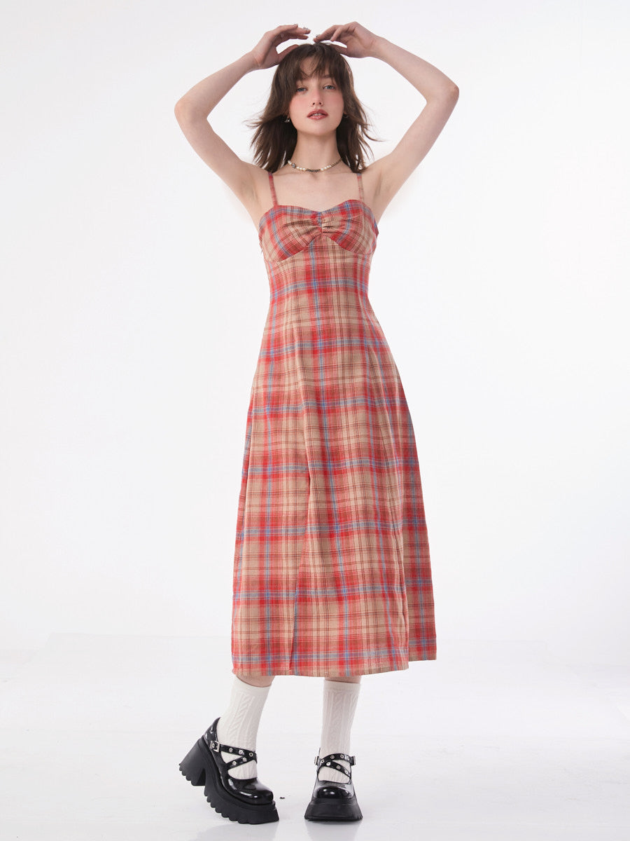 Retro Plaid Camisole Dress ZZF0199