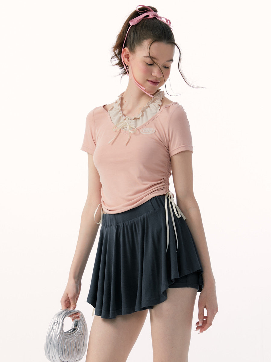 Ruffled Neck Tops ZZF0142