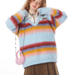 Stitching Rainbow stripes V-neck Sweater ZZF0021