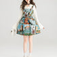 Retro Painting Flare Dress KIK0001