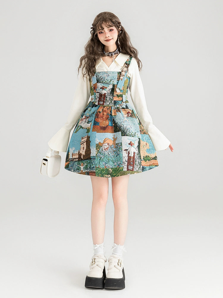 Retro Painting Flare Dress KIK0001