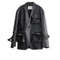 Leather Wide Shoulder Jacket JNS0017