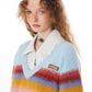 Stitching Rainbow stripes V-neck Sweater ZZF0021