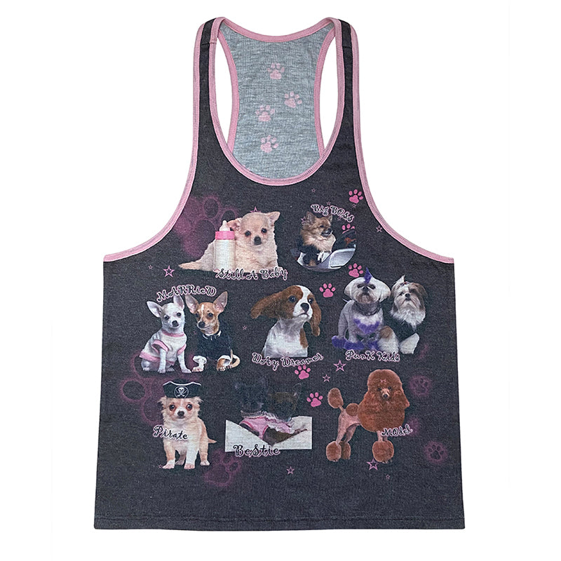 Dog Printed Contrasting Vest CRC0007