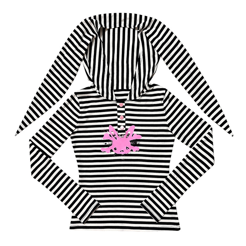 Rabbit Skeleton Printed Striped Top CRC0091