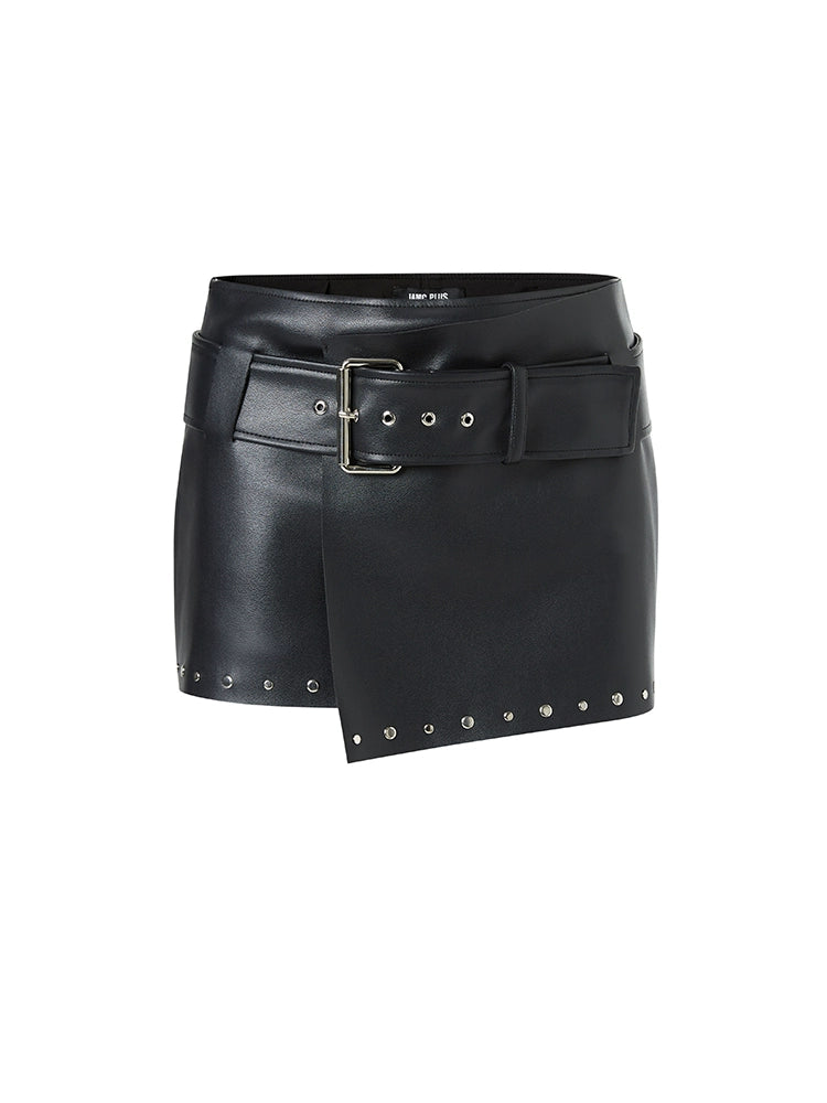 Leather Wrap Belt Skirt IMC0003