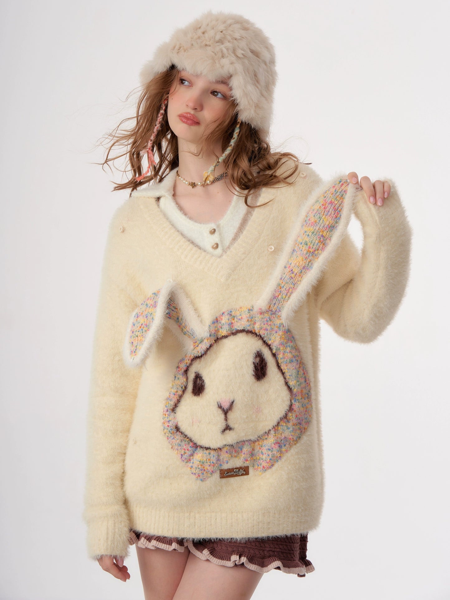 Bunny Girl Apricot Over Knit ZZF0283