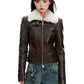 Fur Slim Leather Jacket APA0008