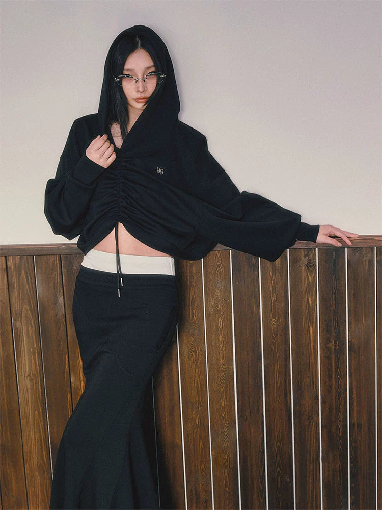 Shearled Cropped Hoodie / Mermaid Long Skirt IMC0037