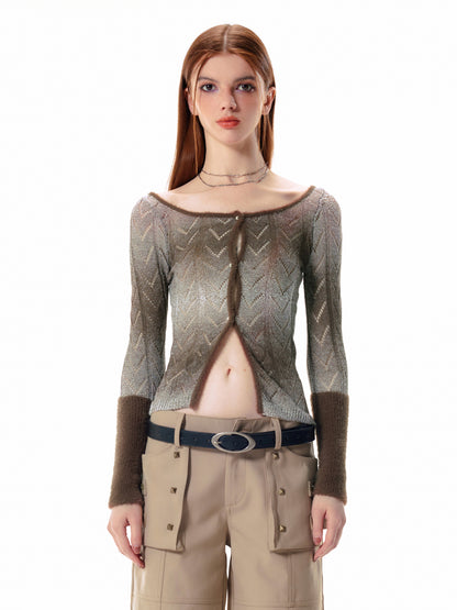 Gradient Round Neck Short Cardigan VSE0041