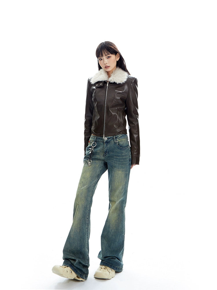 Fur Slim Leather Jacket APA0008