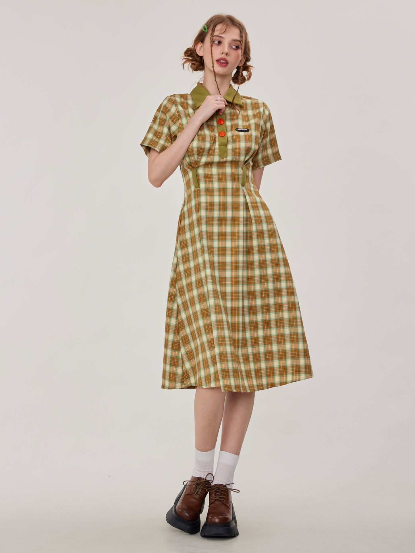 Polo Color Plaid Dress ZZF0258