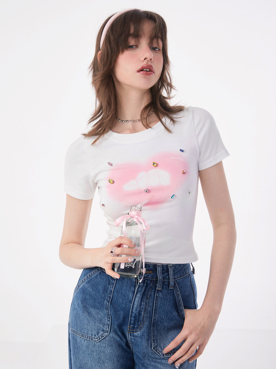 Rabbit Print Short Sleeve T-Shirt ZZF0186