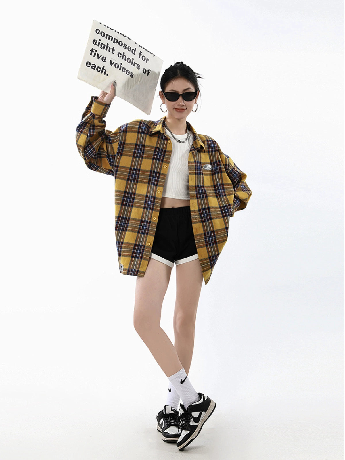 Loose Plaid Long Sleeve Shirt ICM0012