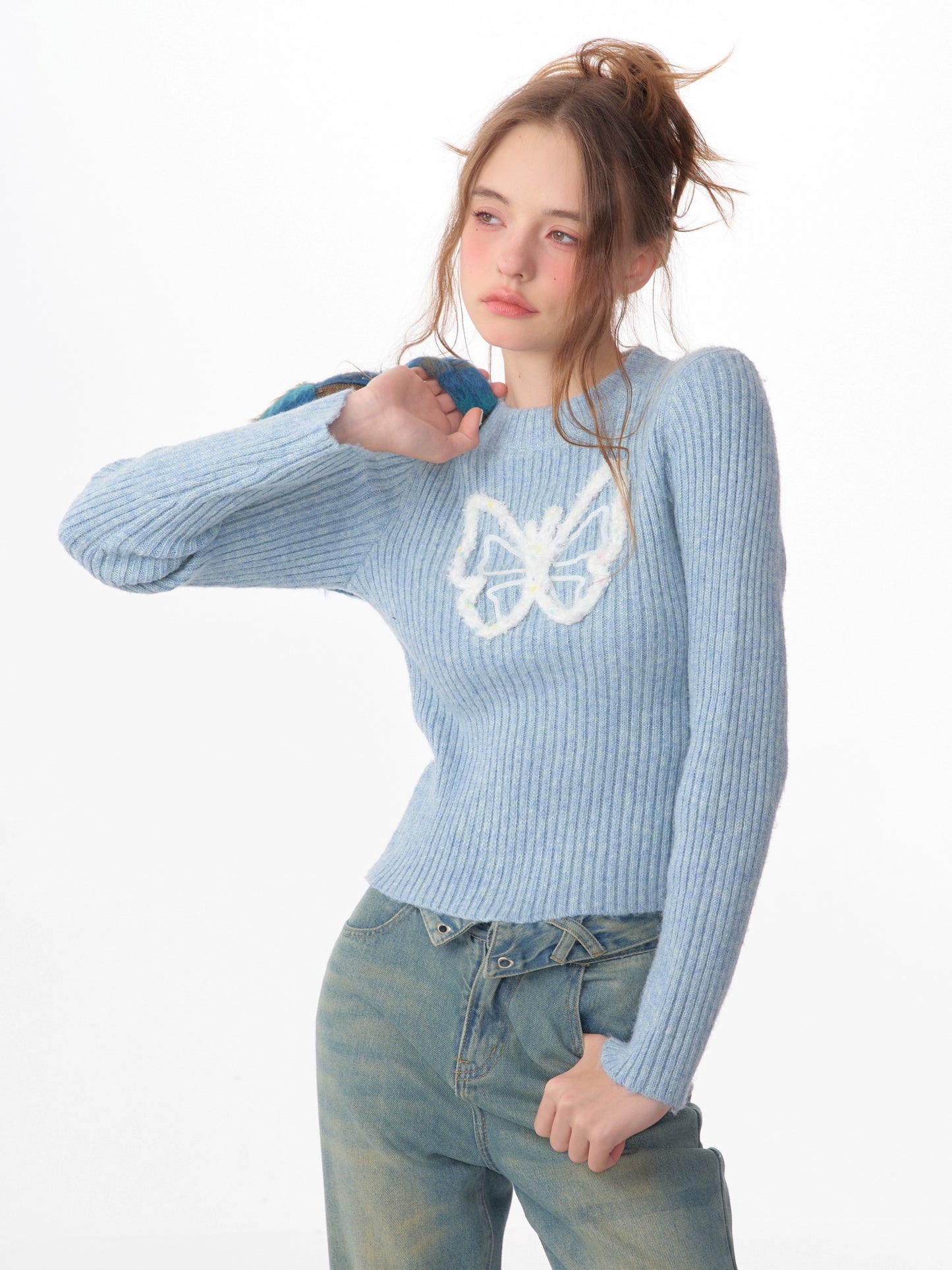 Butterfly Rib Knit Tops ZZF0351