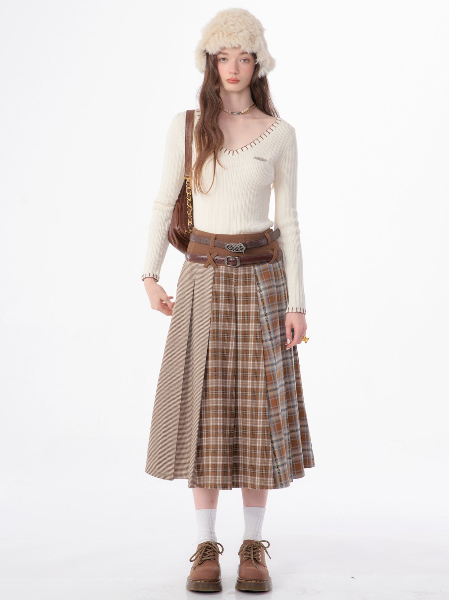 Retro Plaid Pleated Skirt ZZF0328