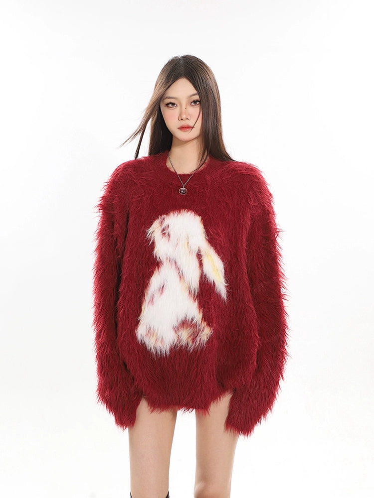 Rabbit Fluffy Round Neck Knit CCS0008