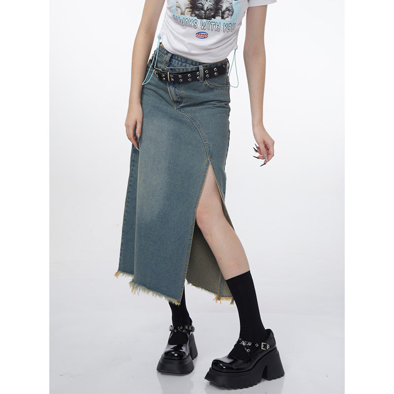 Side Split Long Denim Skirt ZZF0073