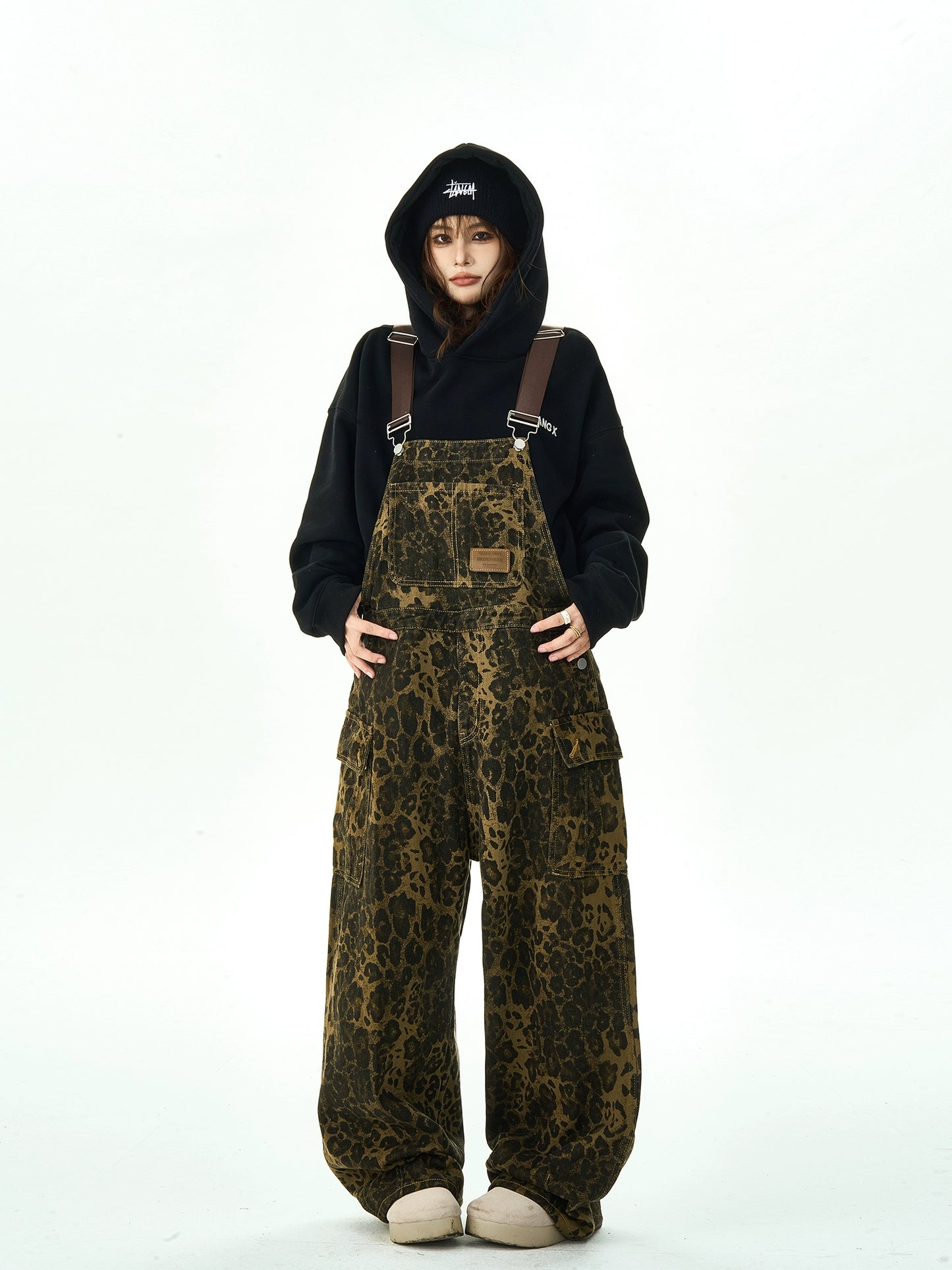 Retro Leopard Loose Overalls HGX0006