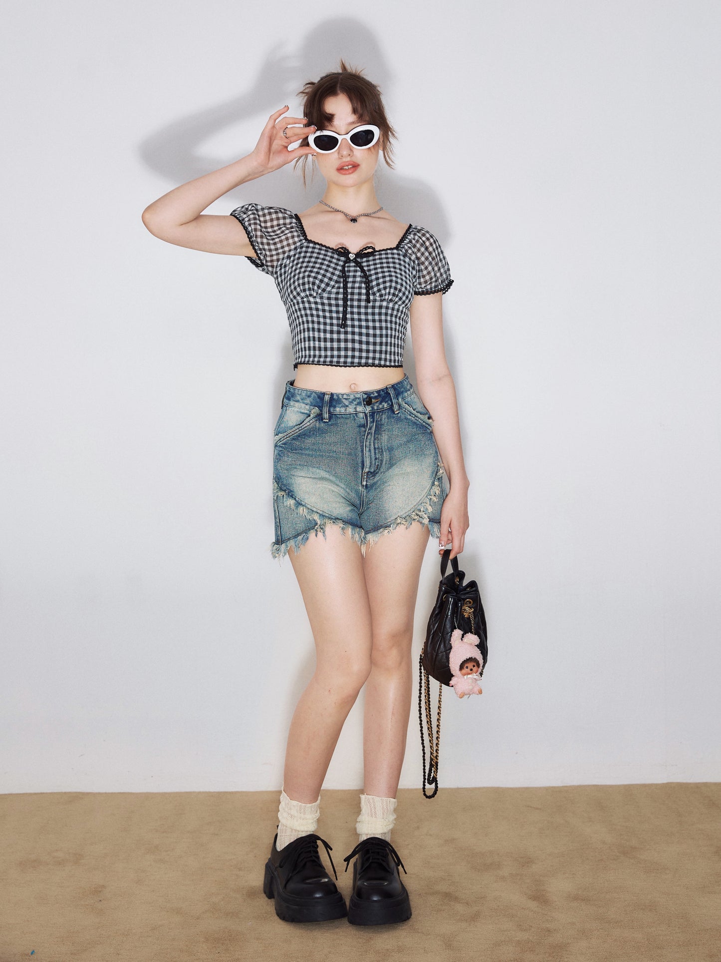 Cut Frill Denim Shorts ZZF0222