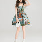 Retro Painting Flare Dress KIK0001