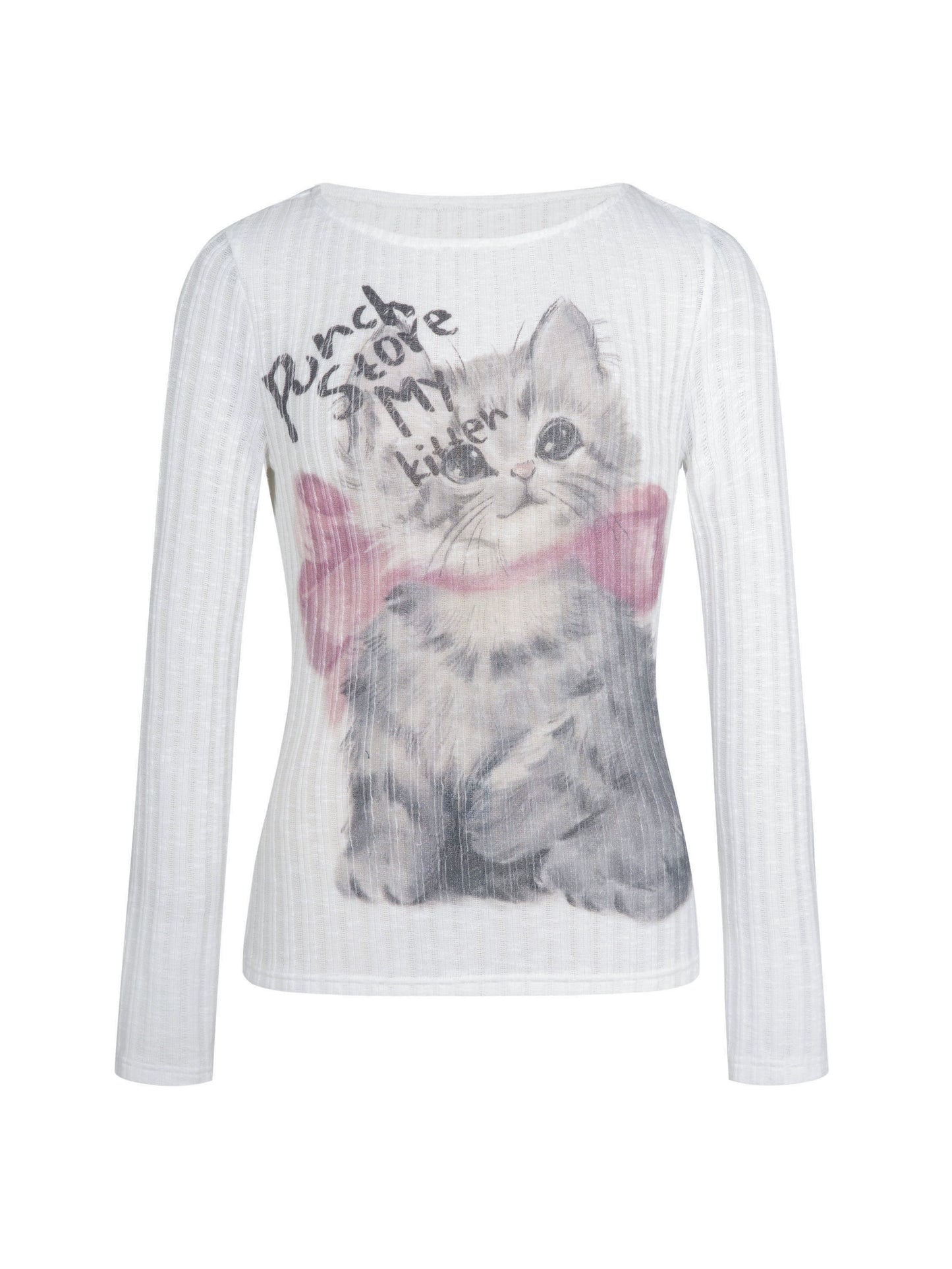 Cat Print Long Sleeve Tops PUC0001