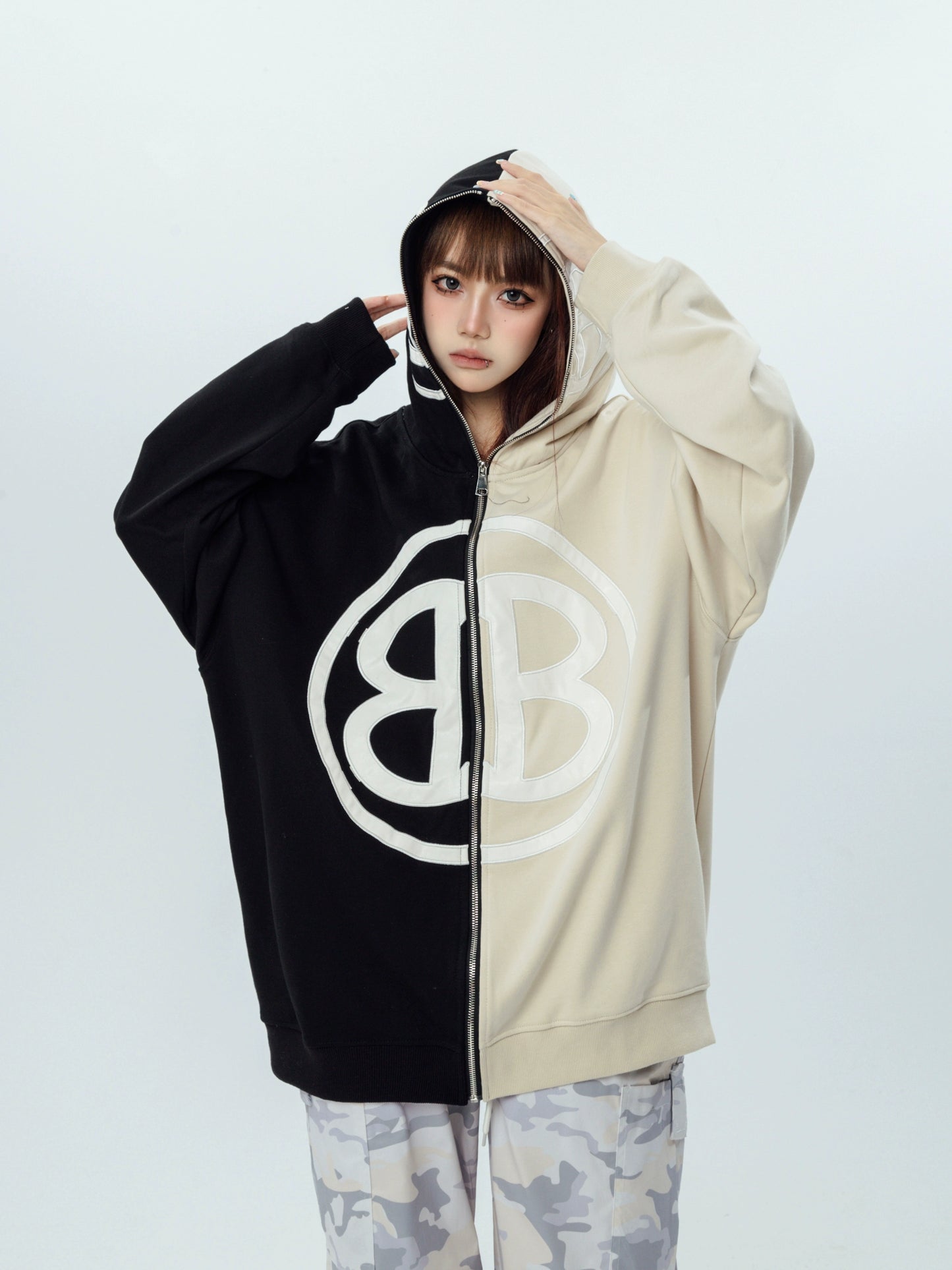 Bicolor Zip Hoodie AXN0011