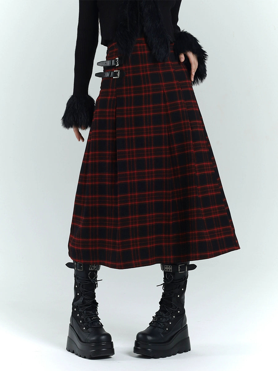 Belt Design Check Skirt lgh0013